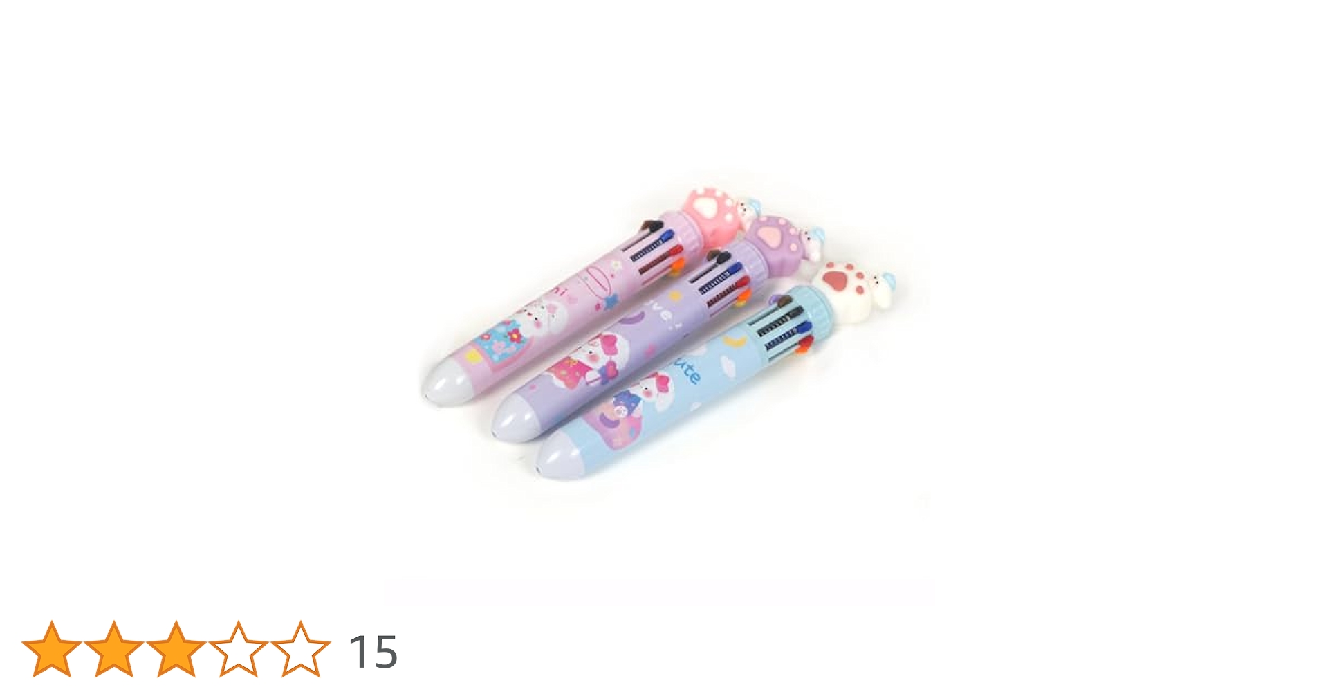 Amazon | Clapoyis 3本セット10色 ボールペン 0.5mm 動物 ネコ